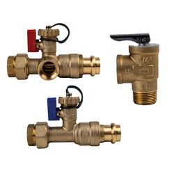 Midland Industries 945742 Tankless Water Heater Valve Kit, 3/4 in, FNPT x Press, Lead-Free Brass, 125 psi (Qty. 1)