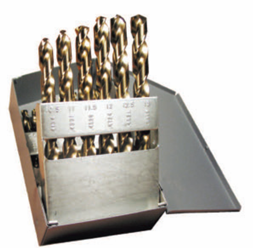 25pc D-11M Type150-M 135 Degree Gold Finish Jobber Spilt Metric Drill Set, Norseman Drill #58680