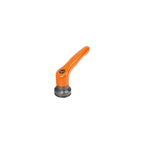 KIPP M8, Size 2, Zinc, Adjustable Handle w/Internal Thread and Clamping Force Intensifier, Black Oxidized Steel, Orange Plastic Handle, (Qty. 1), K1599.2082