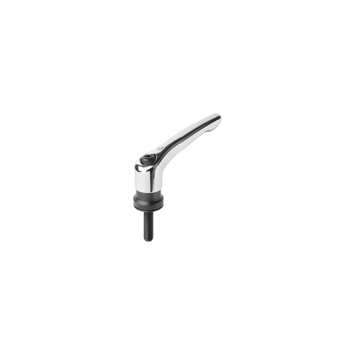 KIPP M12X40, Size 5, Zinc, Adjustable Handle w/External Thread and Clamping Force Intensifier, Black Oxidized Steel, Silver High-Gloss Chrome Handle, (Qty. 1), K1599.5126X40