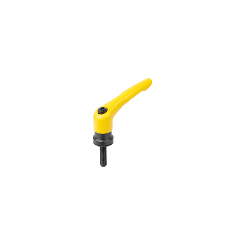 KIPP M8X40, Size 2, Zinc, Adjustable Handle w/External Thread and Clamping Force Intensifier, Black Oxidized Steel, Yellow, Handle, (Qty. 1), K1599.208183X40