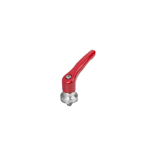 KIPP M10X40, Size 4, Zinc, Adjustable Handle w/External Thread and Clamping Force Intensifier, Stainless Steel, Red Powder Coat Handle, (Qty. 1), K1626.41027X40
