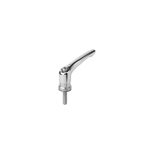 KIPP M8X30, Size 2, Zinc, Adjustable Handle w/External Thread and Clamping Force Intensifier, Stainless Steel, High-Gloss Chrome Handle, (Qty. 1), K1626.2086X30