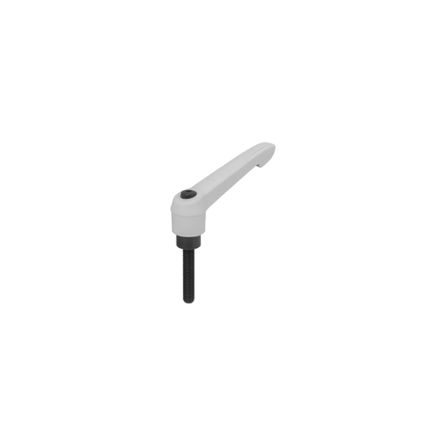 KIPP M5X50, Size 1, Die-Cast Zinc Toothed Ring, Adjustable Handle w/External Thread, Black Oxidized Steel, Light Gray, Powder Coat Handle, (Qty. 1), K0269.10588X50