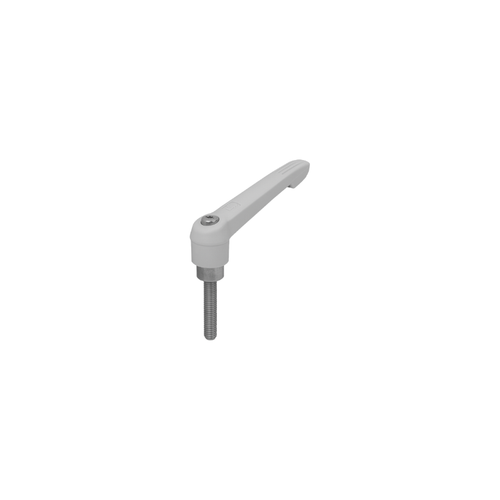 KIPP M6X40, Size 2, Adjustable Handle w/External Thread, Zinc Toothed Ring, Stainless Steel, Light Gray Powder Coat Handle, (Qty. 1), K0270.20688X40
