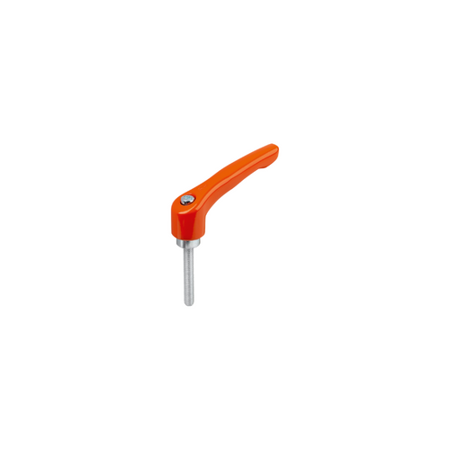 KIPP M6X10, Size 1, Adjustable Handle w/External Thread, Die-Cast Zinc, Blue Passivated Steel, Orange Powder Coat Handle, (Qty. 1), K1659.1062X10