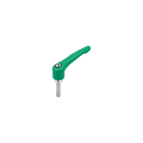 KIPP M5X25, Size 0, Adjustable Handle w/External Thread, Die-Cast Zinc, Blue Passivated Steel, Green Powder Coat Handle, (Qty. 1), K1659.005185X25