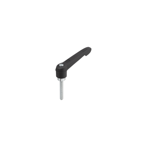 KIPP M5X25, Size 1, Adjustable Handle w/External Thread, Zinc Toothed Ring, Blue Passivated Steel, Black Powder Coat Handle, (Qty. 1), K1660.1051X25
