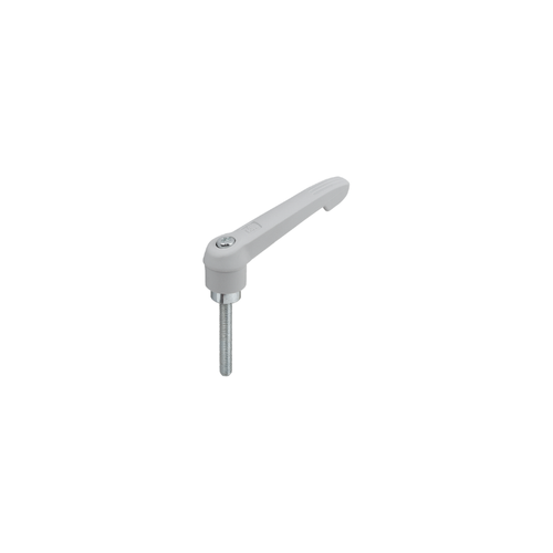 KIPP M5X50, Size 1, Adjustable Handle w/External Thread, Zinc Toothed Ring, Blue Passivated Steel, Light Gray Powder Coat Handle, (Qty. 1), K1660.10588X50
