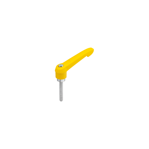 KIPP M12X80, Size 5, Adjustable Handle w/External Thread, Zinc Toothed Ring, Blue Passivated Steel, Yellow Powder Coat Handle, (Qty. 1), K1660.51216X80