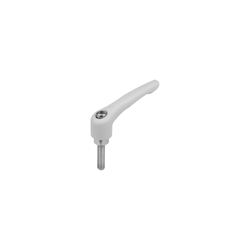KIPP M6X25, Size 2, Adjustable Handle w/External Thread, Zinc Toothed Ring, Blue Passivated Steel, Light Gray Powder Coat Handle, (Qty. 1), K1660.20688X25
