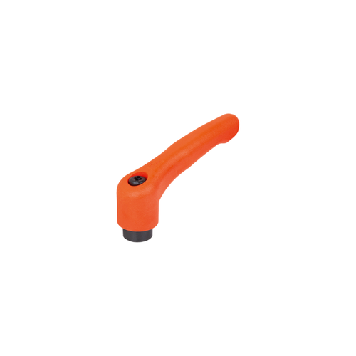 KIPP M12, Size 4, Adjustable Handle w/Internal Thread, Threaded Insert, Black Oxidized Steel, Orange Thermoplastic Handle, (Qty. 1), K1700.4122
