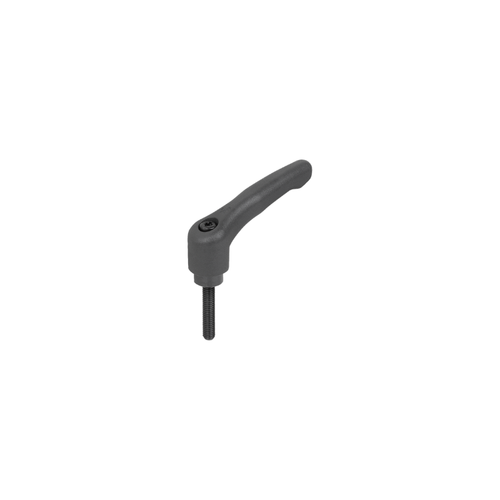 KIPP M6X40, Size 1, Adjustable Handle w/External Thread, Threaded Insert, Black Oxidized Steel, Black Thermoplastic Handle, (Qty. 1), K1700.1061X40