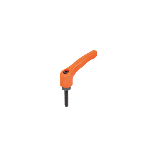 KIPP M16X90, Size 5, Adjustable Handle w/External Thread, Threaded Insert, Black Oxidized Steel, Orange Thermoplastic Handle, (Qty. 1), K1700.5162X90
