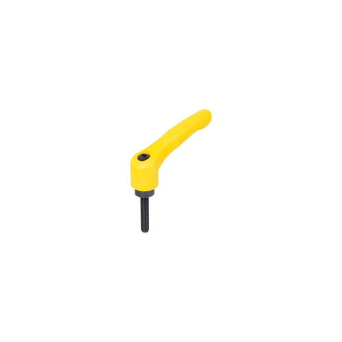 KIPP M6X50, Size 2, Adjustable Handle w/External Thread, Threaded Insert, Black Oxidized Steel, Yellow Thermoplastic Handle, (Qty. 1), K1700.20616X50