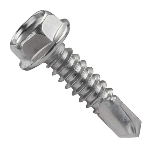 #8-18 x 7/8" (FT) Indented Hex Washer Head Unslotted, #2 Point BSD Self Drilling Screws Hardened Stainless Steel 410 (1000/Pkg.)