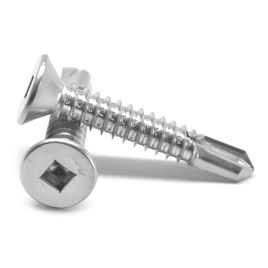 #10-16 x 1-1/2" (FT) Flat Head Square Drive, #3 Point BSD Self Drilling Screws Hardened Stainless Steel 410 (2500/Bulk Pkg.)