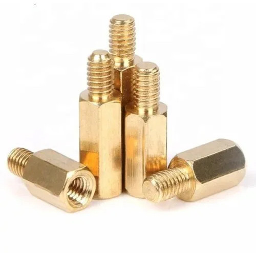 1/4" OD x 7/8" L x #6-32" Thread Brass Male/Female Hex Standoffs, Plain (50/Pkg.)