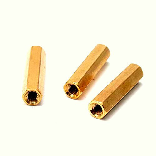 6 mm OD x 8 mm L x M3x.5 Thread Brass Female/Female Hex Standoff, Nickel (100/Pkg.)