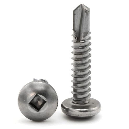 #6-20 x 1/2" (FT) Pan Head Square Drive, #2 Point BSD Self Drilling Screws Hardened Stainless Steel 410 (1000/Pkg.)