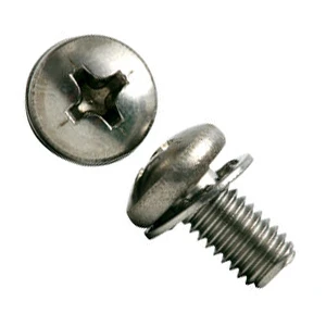 #10-32 x 1/2" (FT) 18-8 Stainless Steel Pan Head Phillips Machine Screws with 410 SS Internal Tooth Washer, SEMS (500/Pkg.)