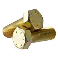 5/16"-18 x 2-1/2" Fully Threaded Grade 8  Hex Tap Bolts, Zinc-Yellow Bake Cr+6 (725/Bulk Pkg.)