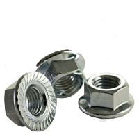 M5-0.80 Class 8 Hex Serrated Flange Lock Nut, Coarse, Zinc Cr+3, DIN 6923 (500/Pkg.)