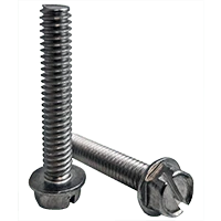 #10-32x1 1/4", Fully Threaded Machine Screws Indented Hex Washer Head Slotted Stainless Steel A2 (100/Pkg.)