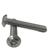 #10-24 x 3/8" (Fully Threaded) T8 Drive Size 6-Lobe Pin-In Button Head Stainless Steel Machine Screws, Tamper Resistant (18-8) (4000/Bulk Pkg.)