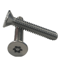 #8-32 x 3/4" (Fully Threaded) T15 Drive Size 6-Lobe Pin-In Flat Head Stainless Steel Machine Screws, Tamper Resistant, (18-8) (4000/Bulk Pkg.)