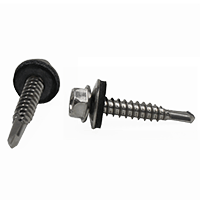 #10-16 x 7/8" (FT) #3 Point BSD Self Drilling Screws Indented Hex Washer Head Unslotted Stainless 410 W/ Bonded Washer (2500/Bulk Pkg.)