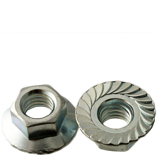 3/8"-16 Large Hex Flange Lock Nuts Serrated Coarse Case Hardened Zinc Cr+3 (100/Pkg.)