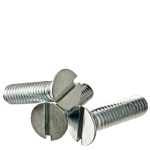 1/2"-13 x 3" (Fully Threaded) Flat Slotted Machine Screws Flat Head Slotted Zinc Cr+3 (220/Bulk Pkg.)