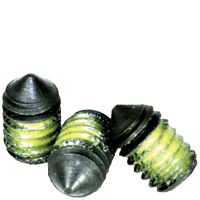 1/4"-20 x 3/8" Socket Set Screws Cone Point Coarse Alloy w/ Nylon-Patch Thermal Black Ox (100/Pkg.)