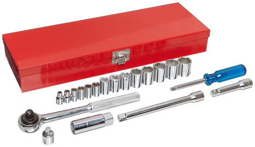 Industrial 20 Piece Metric 6 Point Standard Mechanic's Tool Kit with Metal Tool Box, Martin Sprocket #MBM20K