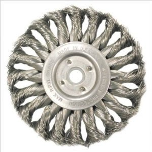 Knot Wire Wheels for Bench/Pedestal Grinders - Carbon Steel - 6" x 1/2" x (1/2", 5/8"), Mercer Abrasives 184010 (6/Bulk Pkg.)