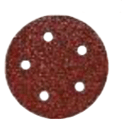 Aluminum Oxide Red Heavy Discs - Hook and Loop - 5" x 5 Dust Holes, Grit/ Weight: 60F, Mercer Abrasives 578506 (50/Pkg.)