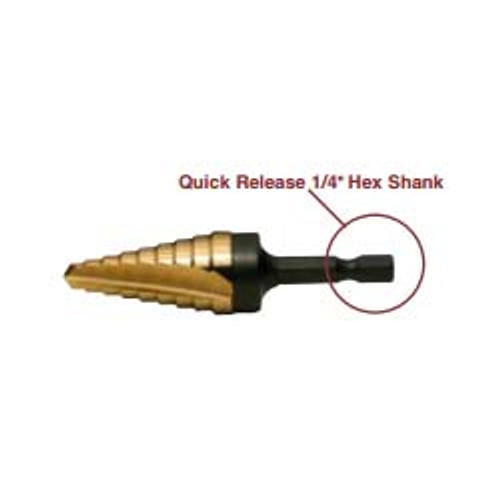 Size 8 Type 78-QR - Quick Release 1/4" Hex Shank Step Drill, Norseman Drill #NDT-01403