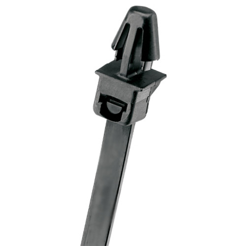 6" UV Black Push Mount Cable Ties 40 lb. - Without Wings (1000/Bag)