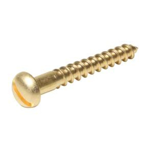 #2 x 3/8" Round Slotted Brass Wood Screw (1500/Pkg.)