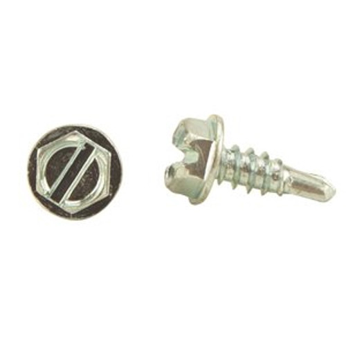 #6-20 x 5/8" F/T Indented Hex Washer Head Slotted, #2 Point Self Drilling Screws Zinc Cr+3 (10,000/Bulk Pkg.)
