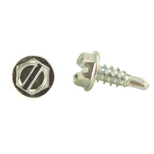 #8-18 x 1/2" F/T Indented Hex Washer Head Slotted, #2 Point Self Drilling Screws Zinc Cr+3 (8,000/Bulk Pkg.)