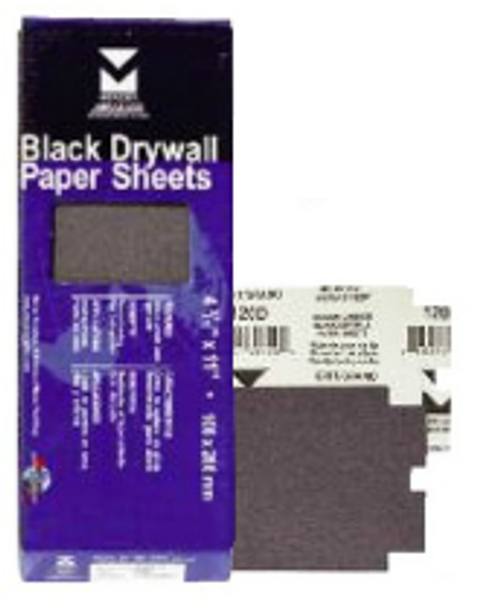 Black Drywall Paper Sheets - 4-3/16" x 11", Grit/ Weight: 60D, Mercer Abrasives 245060 (100/Pkg.)