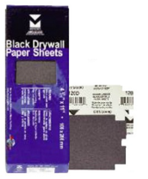 Black Drywall Paper Sheets - 4-3/16" x 11", Grit/ Weight: 80D, Mercer Abrasives 245080 (100/Pkg.)