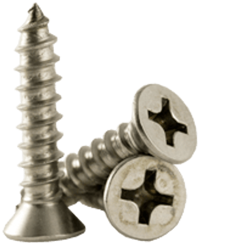#8 x 3" F/T Self-Tapping Screws Phillips Flat Head Type A 18-8 A2 Stainless Steel (800/Bulk Pkg.)