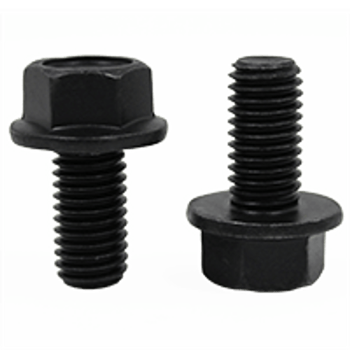 7/16"-14 x 1" Fully Threaded Grade 8 Indented Hex Flange Screw (Frame Bolt) Black Phosphate & Oil (500/Bulk Pkg.)