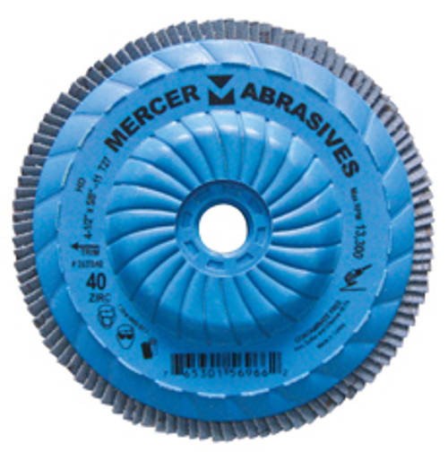 Type 27 High Density Trimmable Zirconia Flap Discs - 4-1/2" x 5/8" - 11, Grit: 60, Mercer Abrasives 262T06 (10/Pkg.)