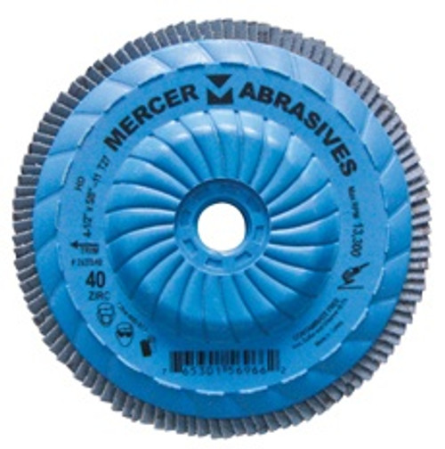 Type 27 High Density Trimmable Zirconia Flap Discs - 4-1/2" x 5/8" - 11, Grit: 80, Mercer Abrasives 262T08 (10/Pkg.)