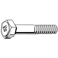 M10-1.50 x 20 mm DIN 933 Hex Cap Screws 8.8 Coarse Med. Carbon Zinc CR+3 (850/Bulk Pkg.)