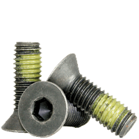 #8-32 x 5/8" Fully Threaded Flat Socket Caps Coarse Alloy w/ Nylon-Patch Thermal Black Oxide (1,000/Bulk Pkg.)